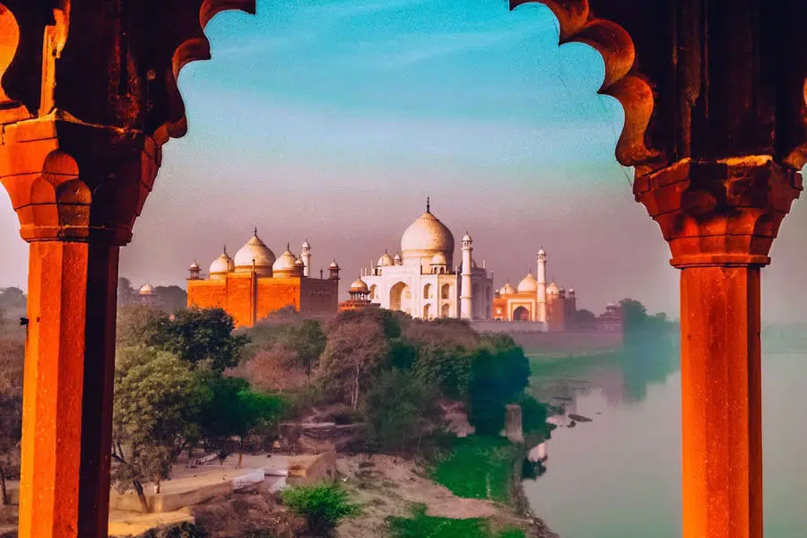 View of the Taj Mahal from the Agra Fort
